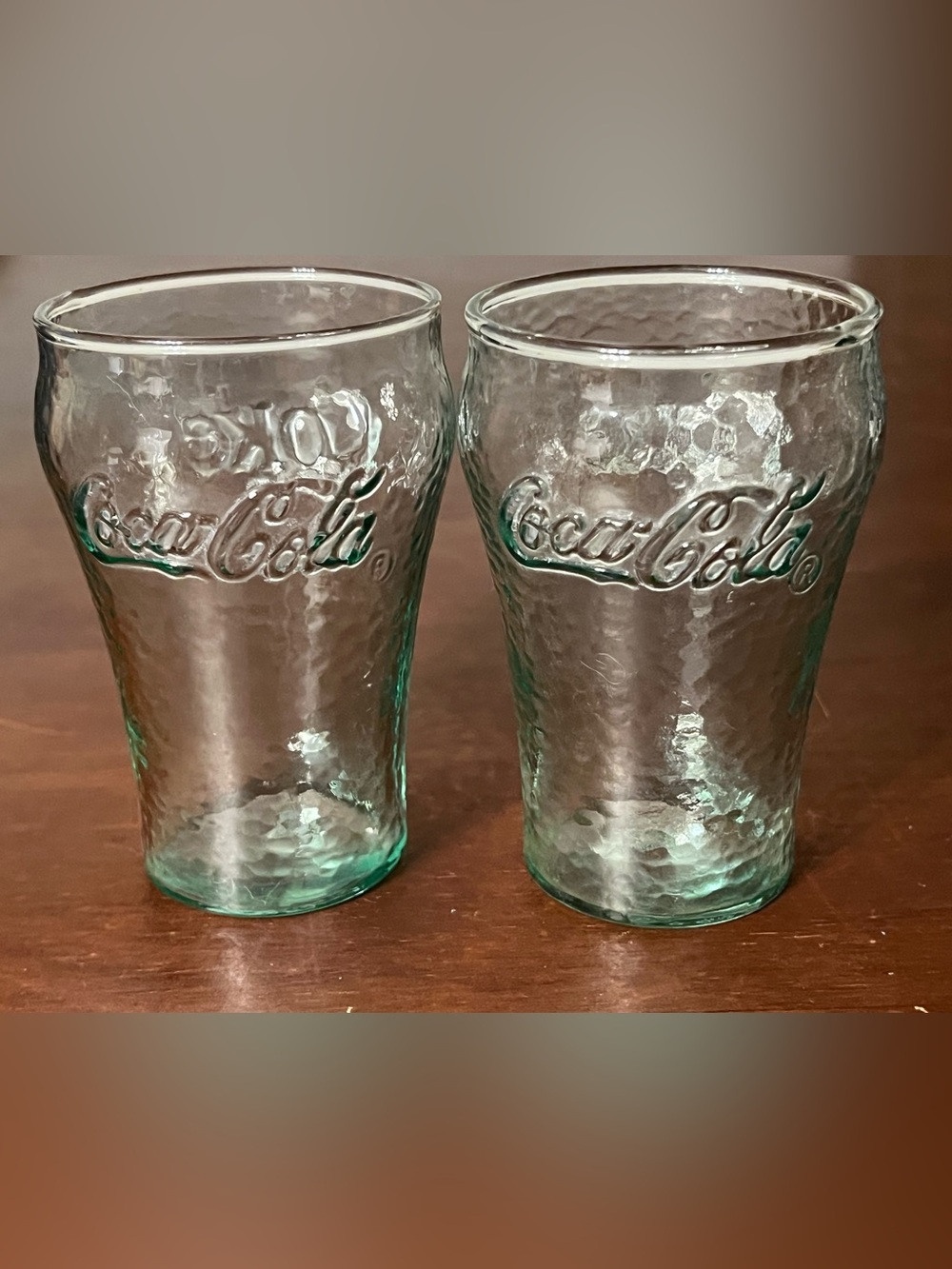 Vintage Indiana Glass Company Green Coca-Cola Glasses Lot of 2